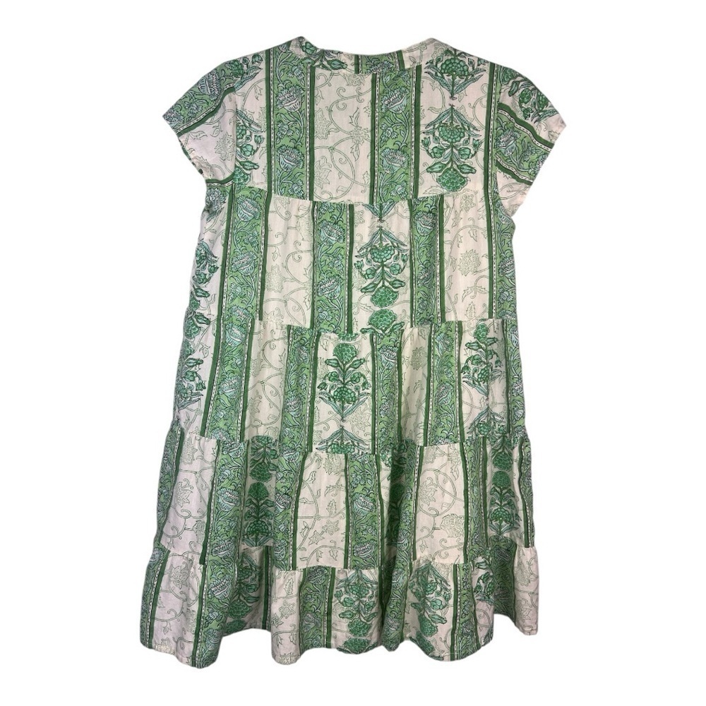 Roller Rabbit Sz XS Pamela Tiered Split V-Neck Cap Sleeve Mini Dress - Picture 3 of 12
